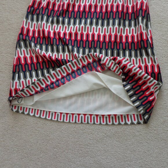 Banana Republic Womens Dress Geometric Print Side Zip‎ Red Blue White Lined Sz 4 - Picture 7 of 9